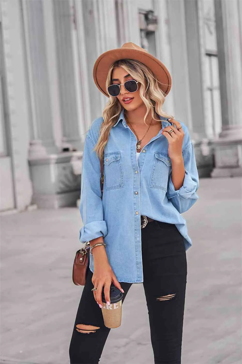 Dropped Shoulder Denim Top
