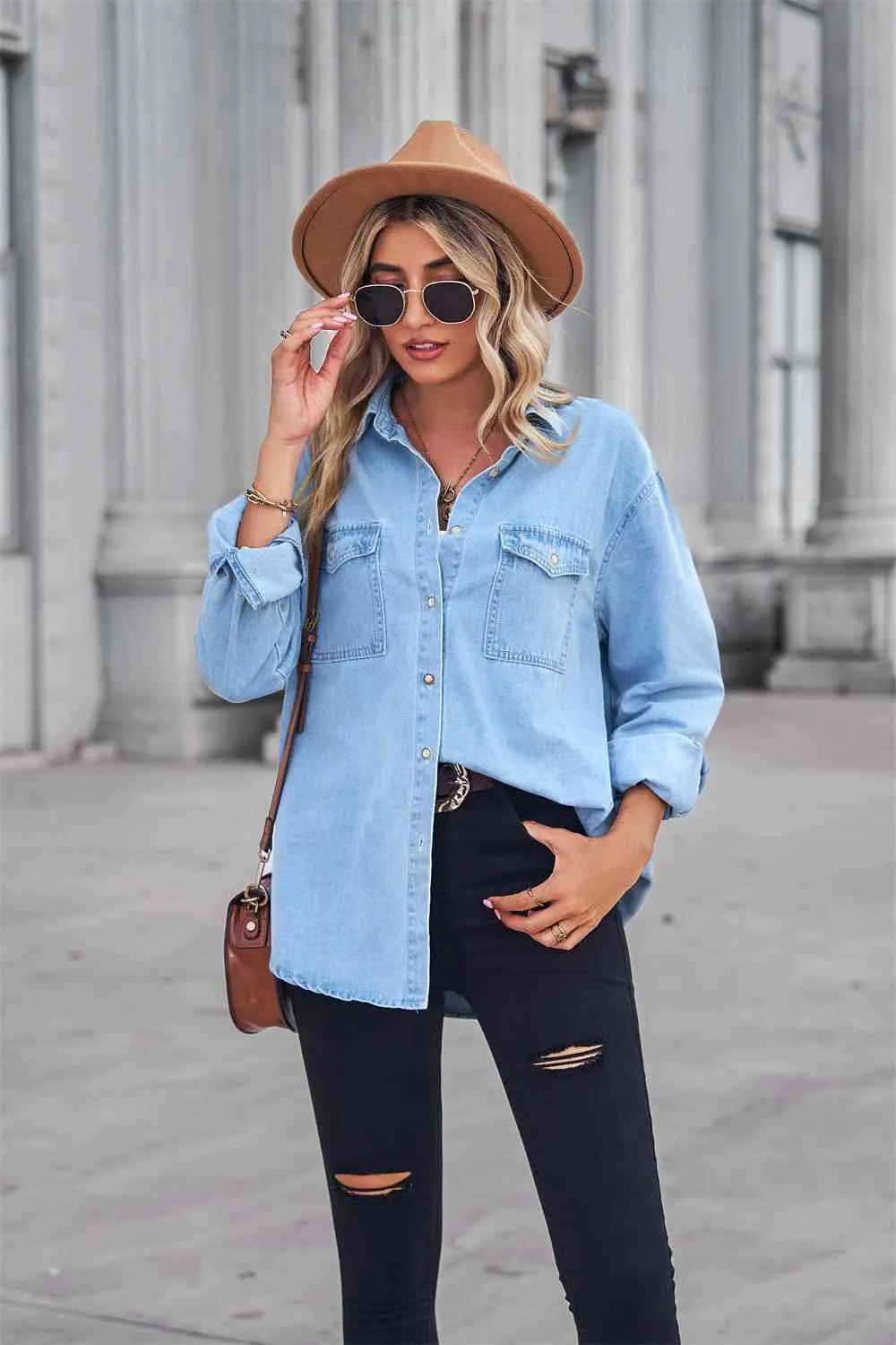 Dropped Shoulder Denim Top