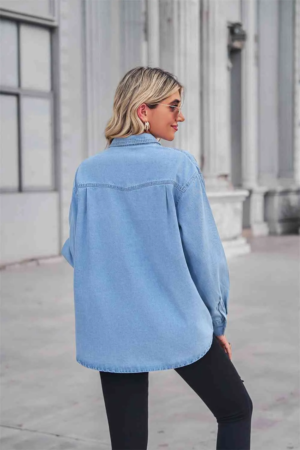 Dropped Shoulder Denim Top