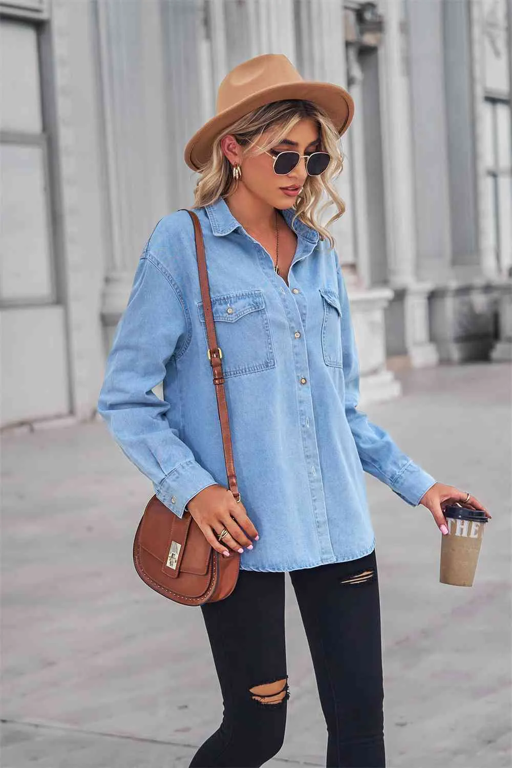 Dropped Shoulder Denim Top