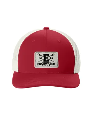 Edgewater Crew Engraved Leather Patch Club Trucker Cap