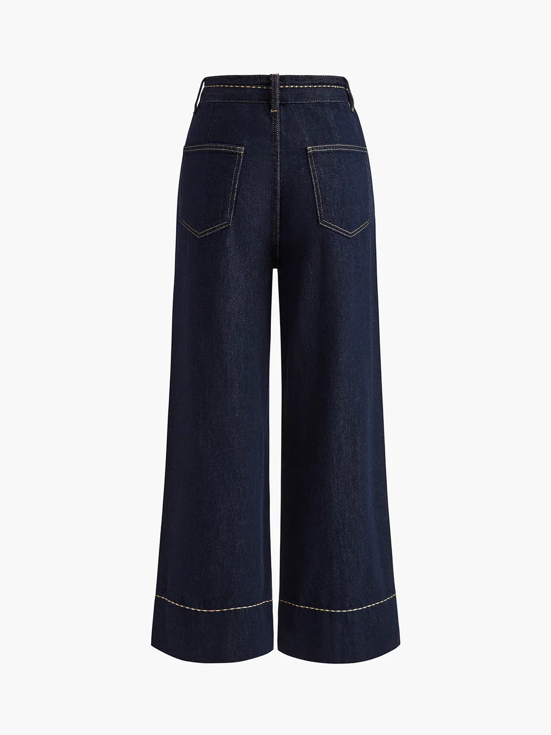 Elegant Style Wide Leg Denim Jeans