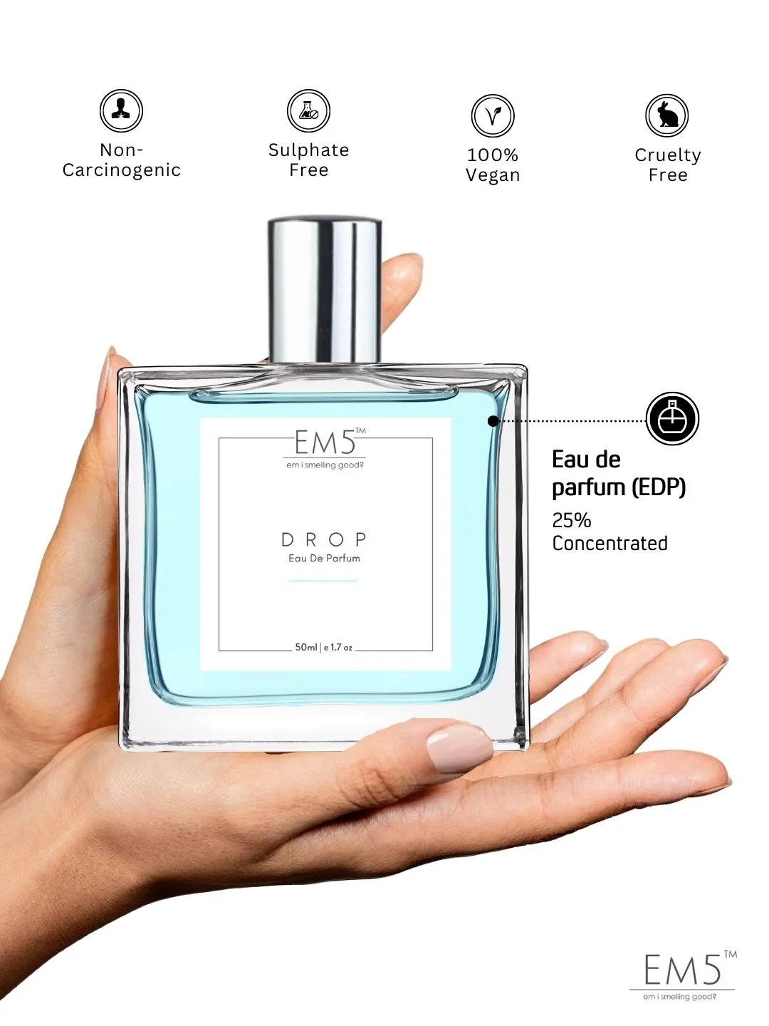 EM5™ Drop Perfume EDP Spray for Men | Amber Spicy Whisky Fragrance Accords | Luxury Gift for Him | Variants Available: 50 ml Spray / 15 ml Spray