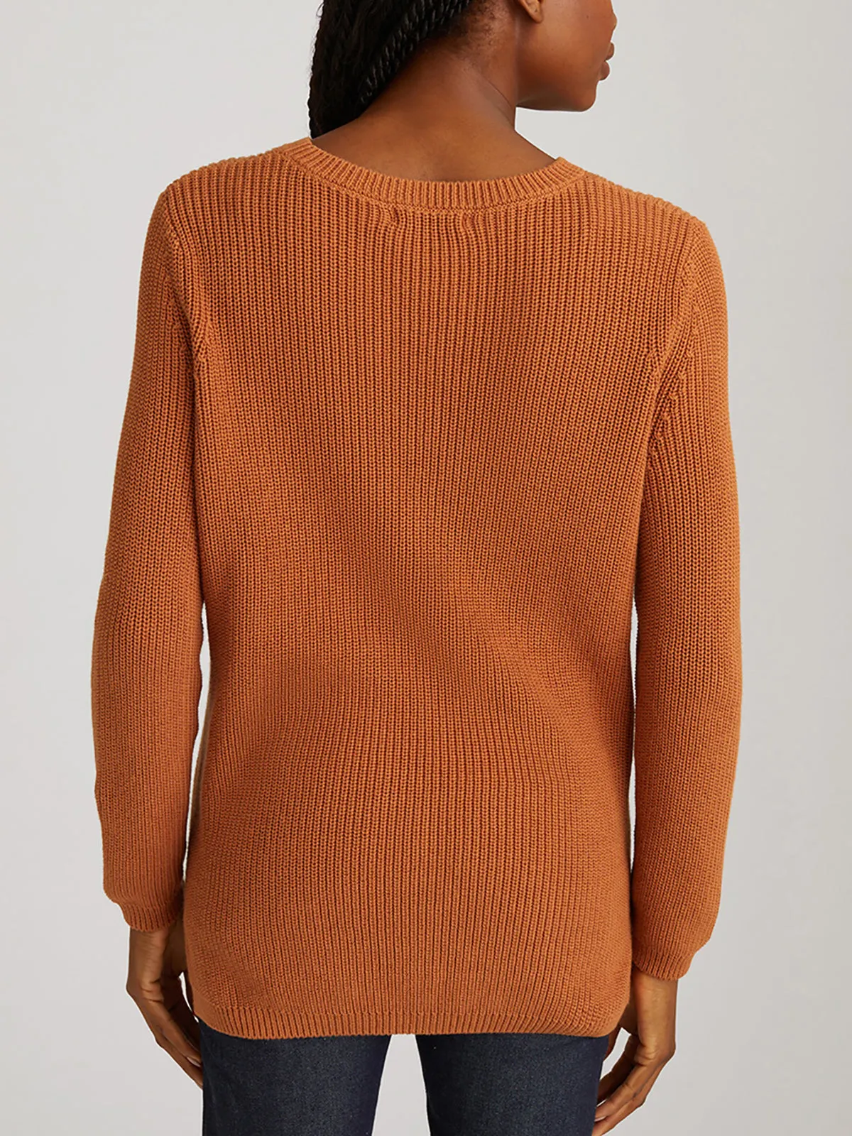 Emma: Crewneck Shaker Stitch Cotton Sweater
