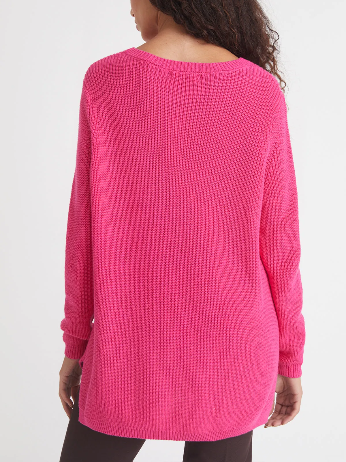 Emma: Crewneck Shaker Stitch Cotton Sweater