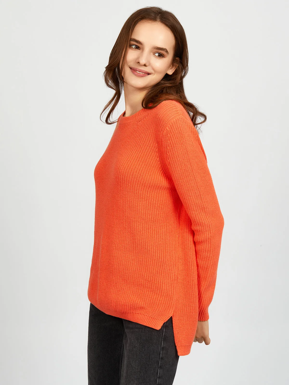 Emma: Crewneck Shaker Stitch Cotton Sweater