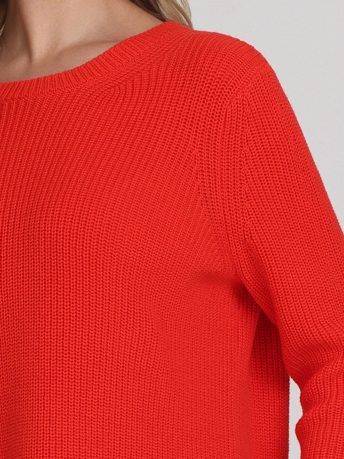Emma: Crewneck Shaker Stitch Cotton Sweater