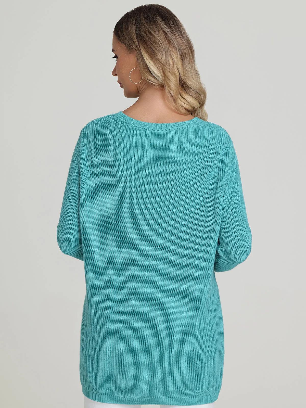 Emma: Crewneck Shaker Stitch Cotton Sweater