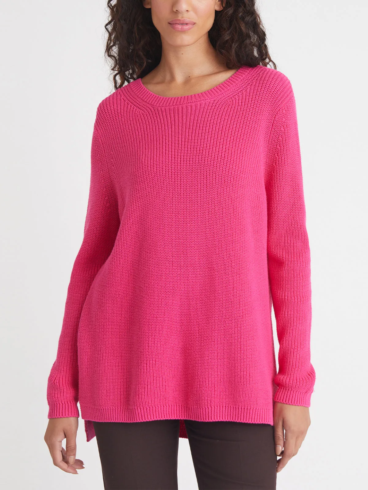 Emma: Crewneck Shaker Stitch Cotton Sweater