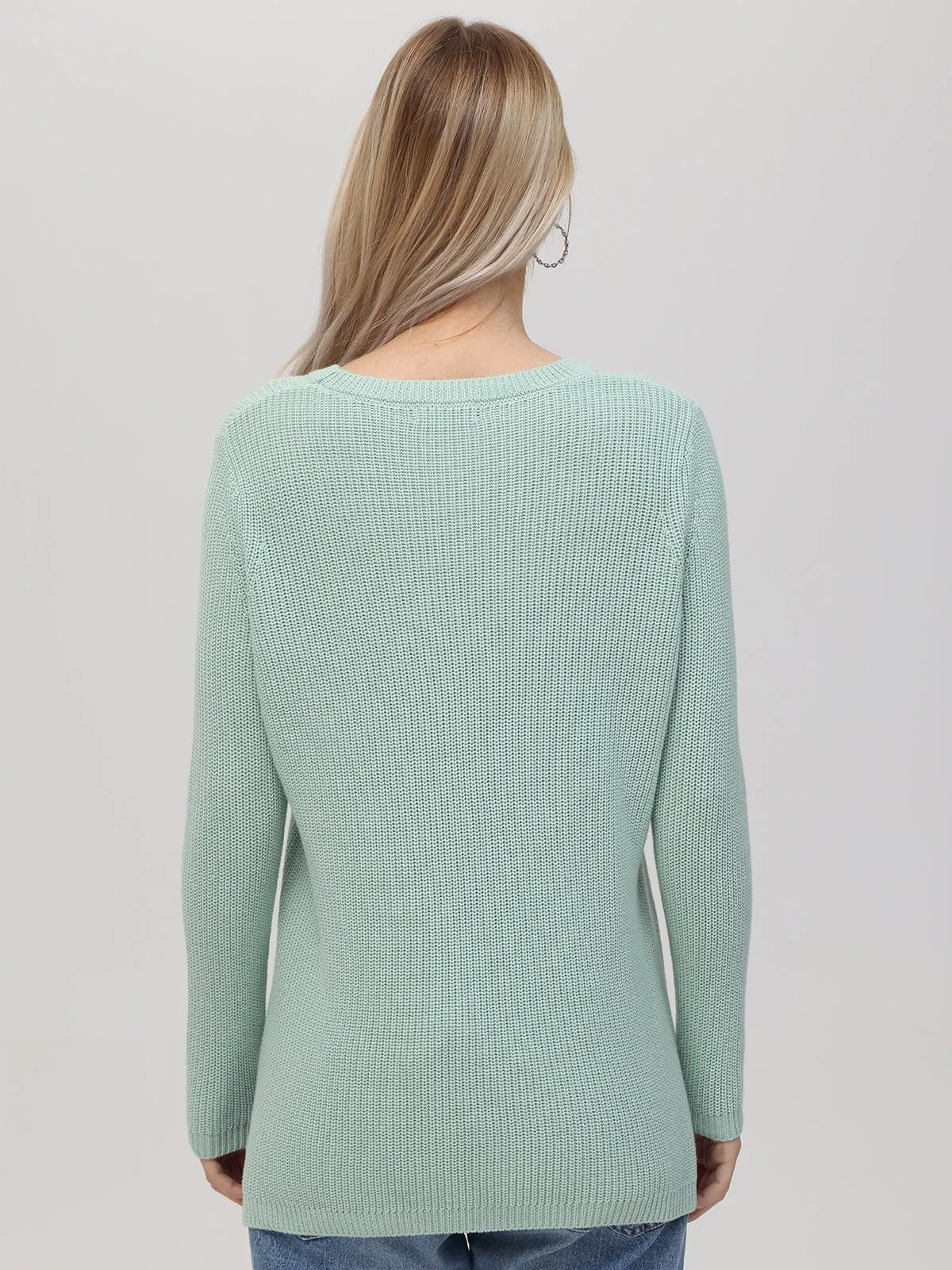 Emma: Crewneck Shaker Stitch Cotton Sweater