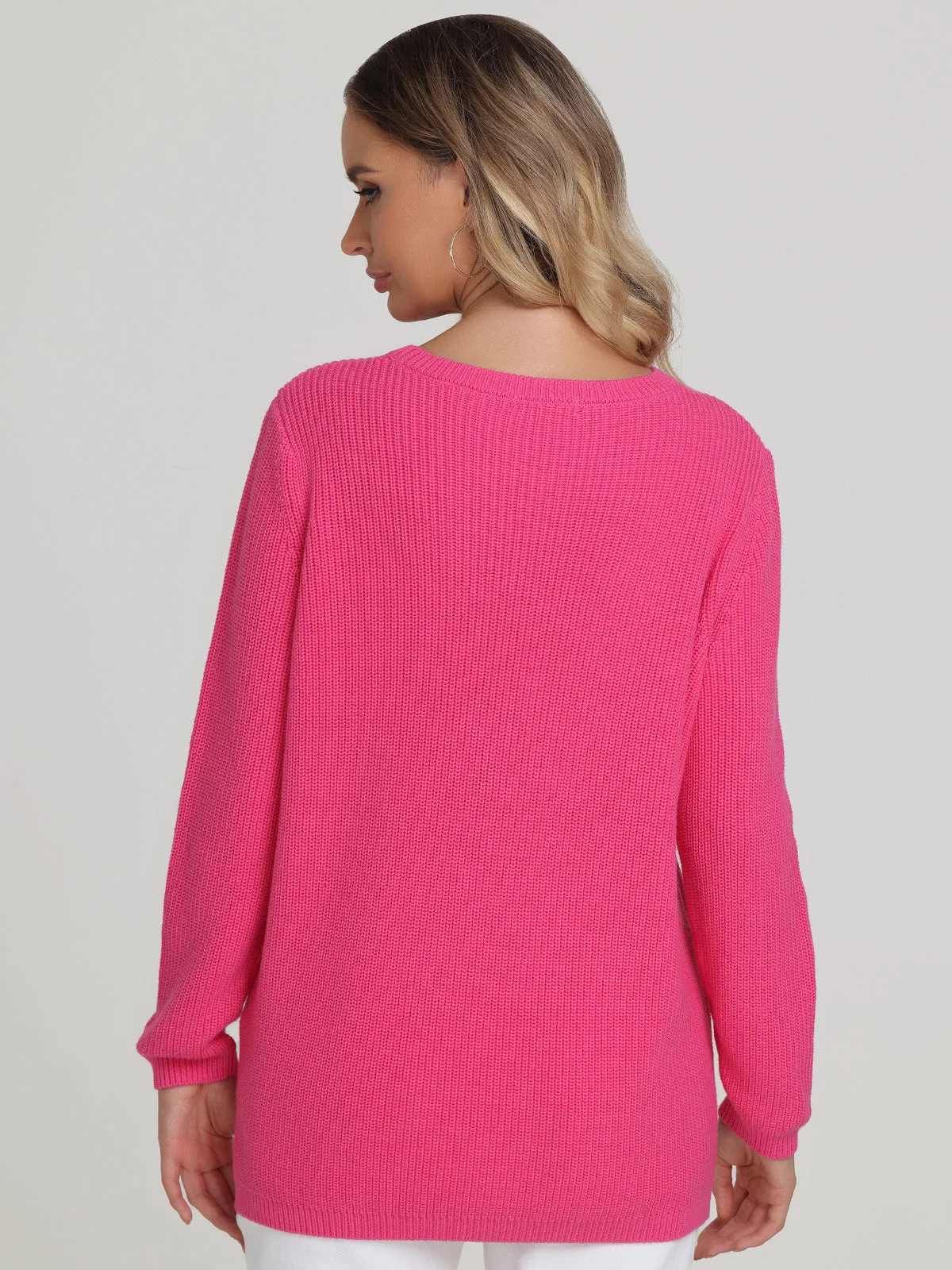 Emma: Crewneck Shaker Stitch Cotton Sweater