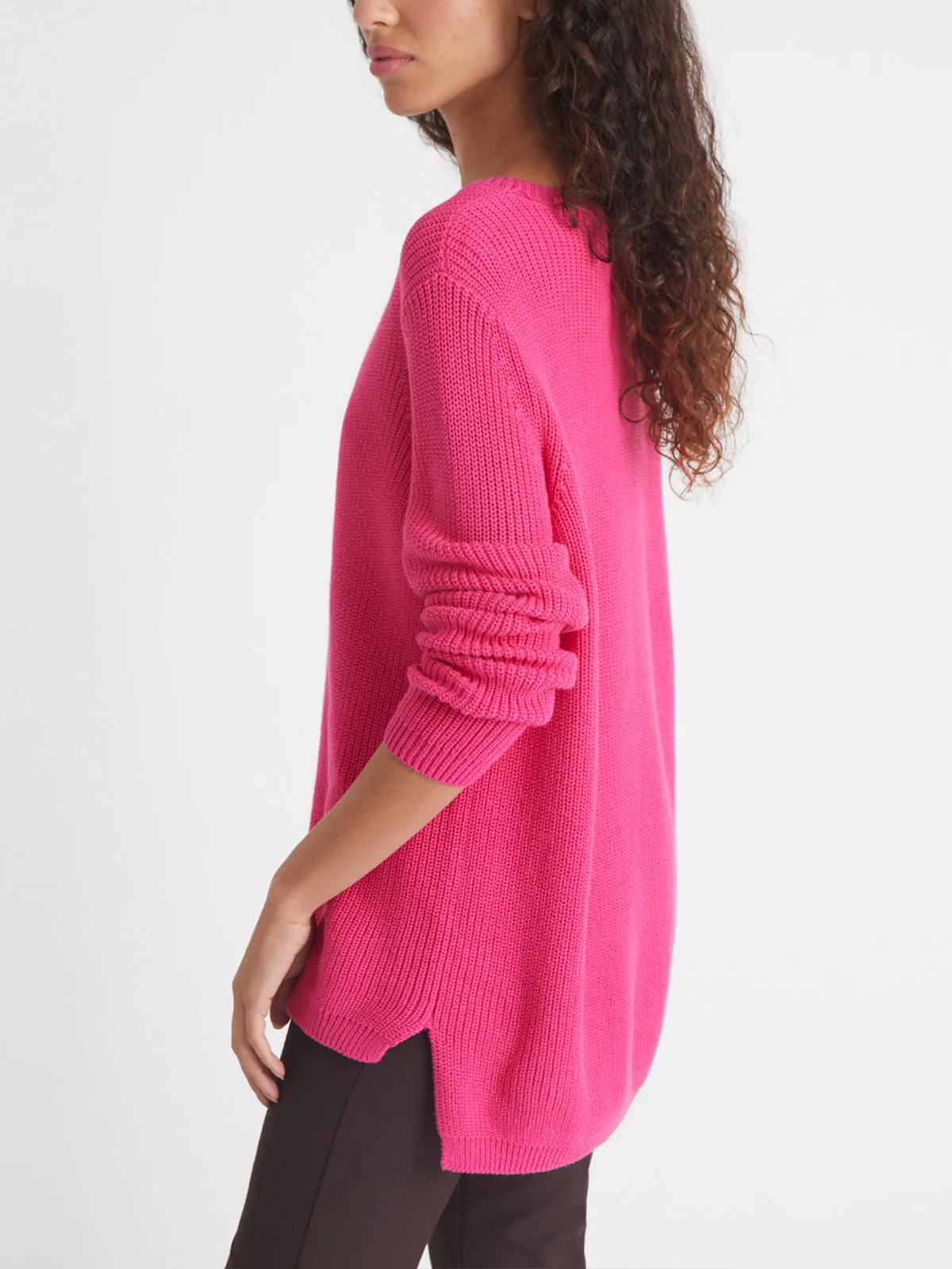 Emma: Crewneck Shaker Stitch Cotton Sweater