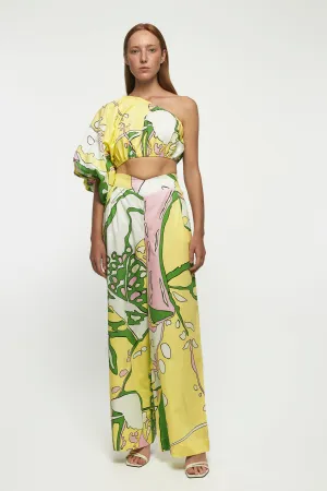 Exaggerated One Shoulder Crop | V Front Straight Leg Trouser