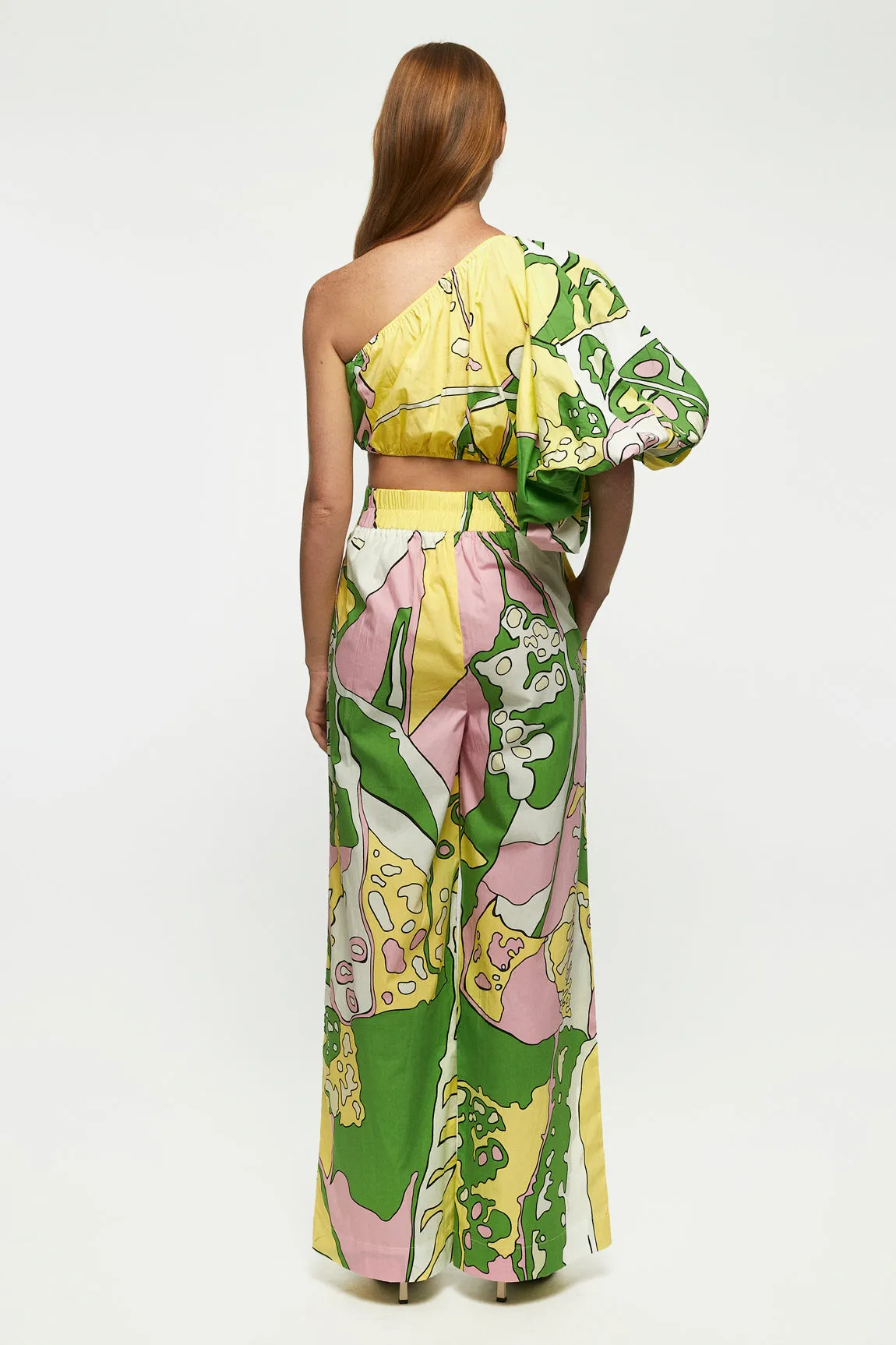 Exaggerated One Shoulder Crop | V Front Straight Leg Trouser