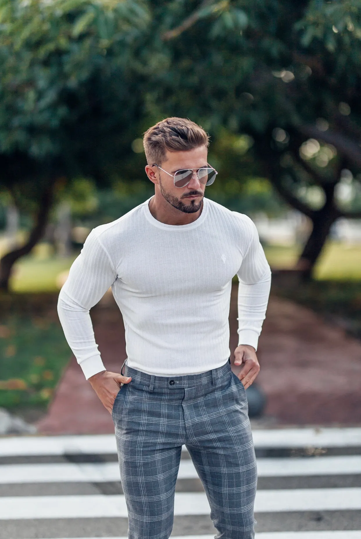 Father Sons Classic White Ribbed Knit Jumper - FSH534