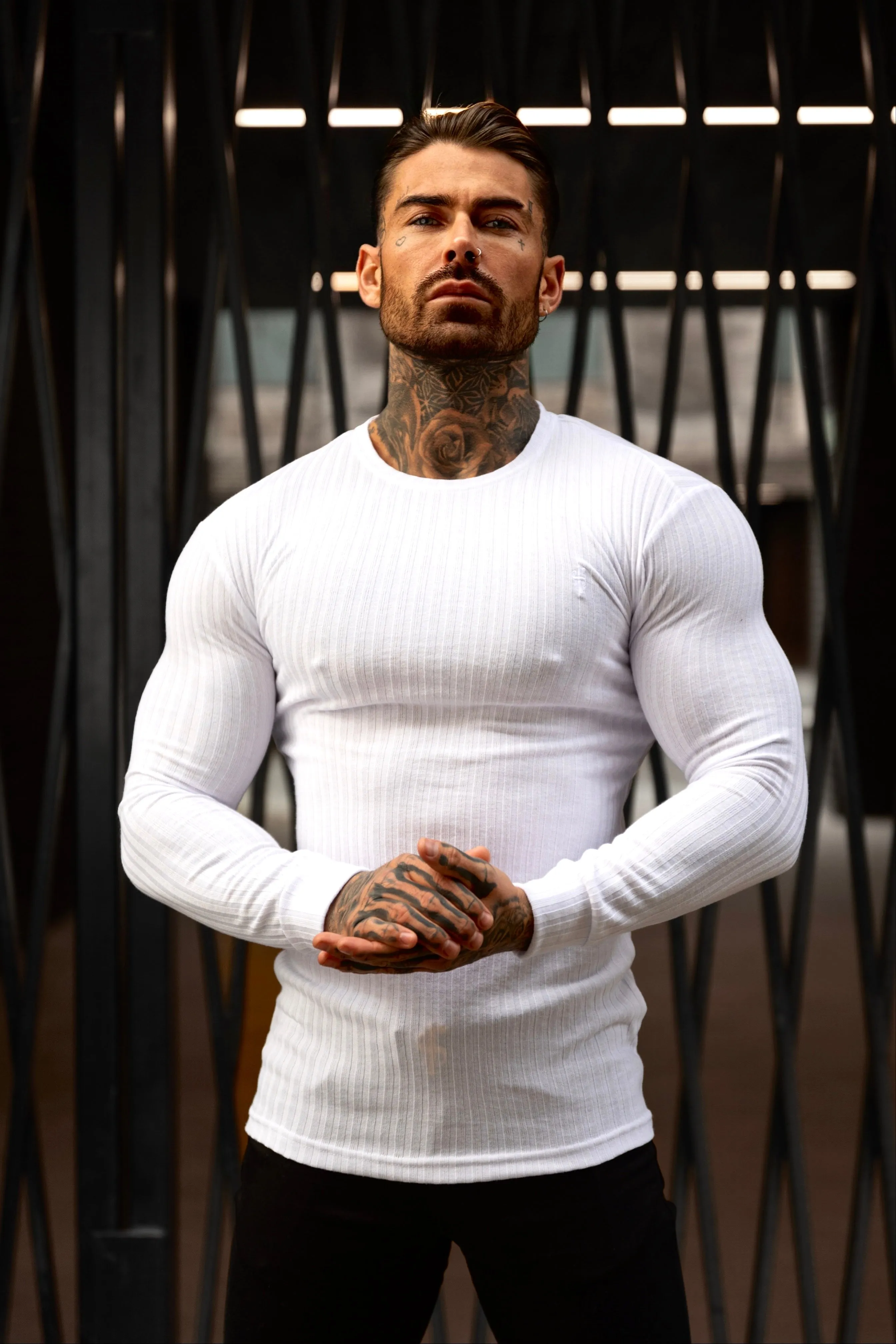 Father Sons Classic White Ribbed Knit Jumper With Tonal Embroidery - FSH942