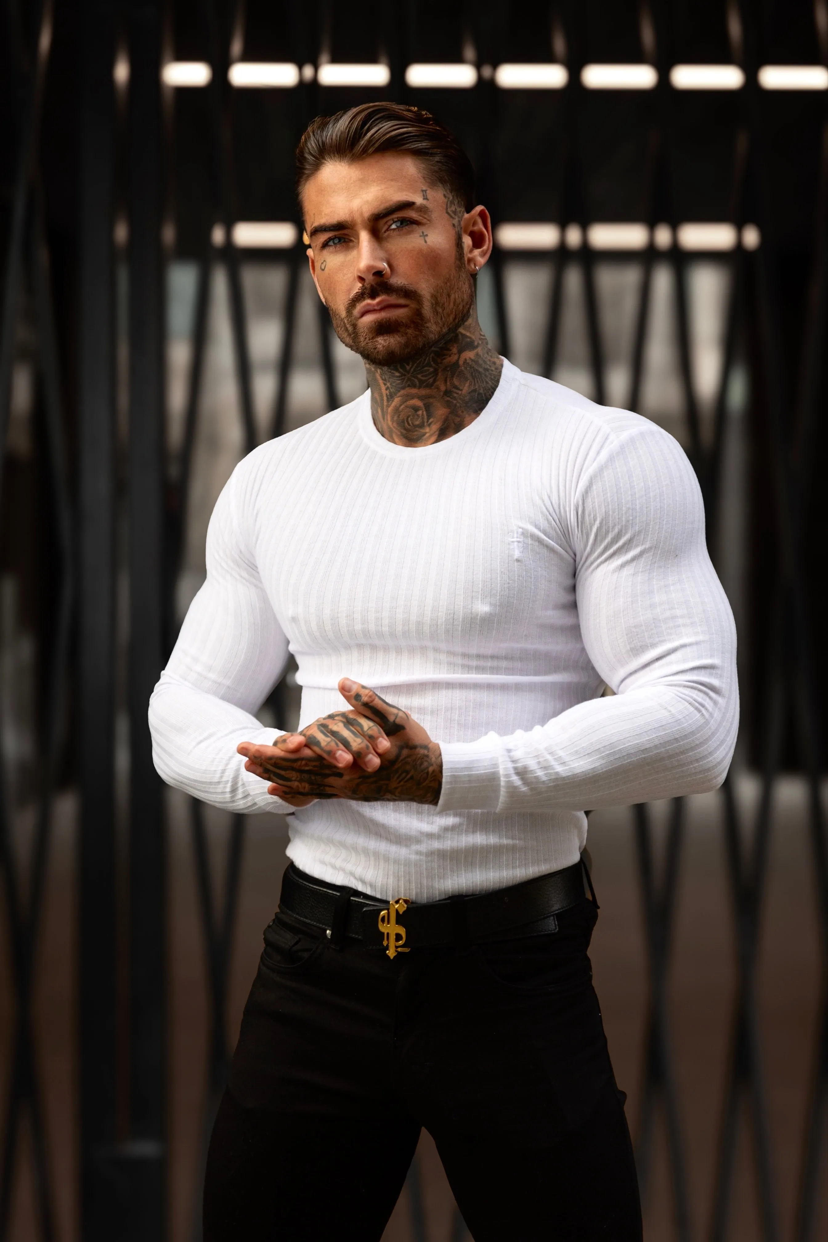 Father Sons Classic White Ribbed Knit Jumper With Tonal Embroidery - FSH942