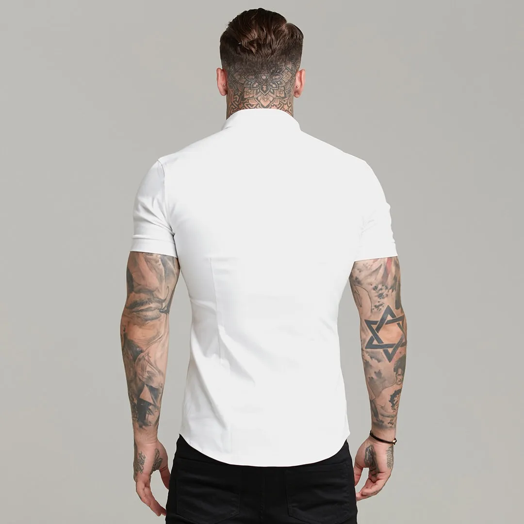 Father Sons Super Slim Stretch White Denim Short Sleeve - FS598