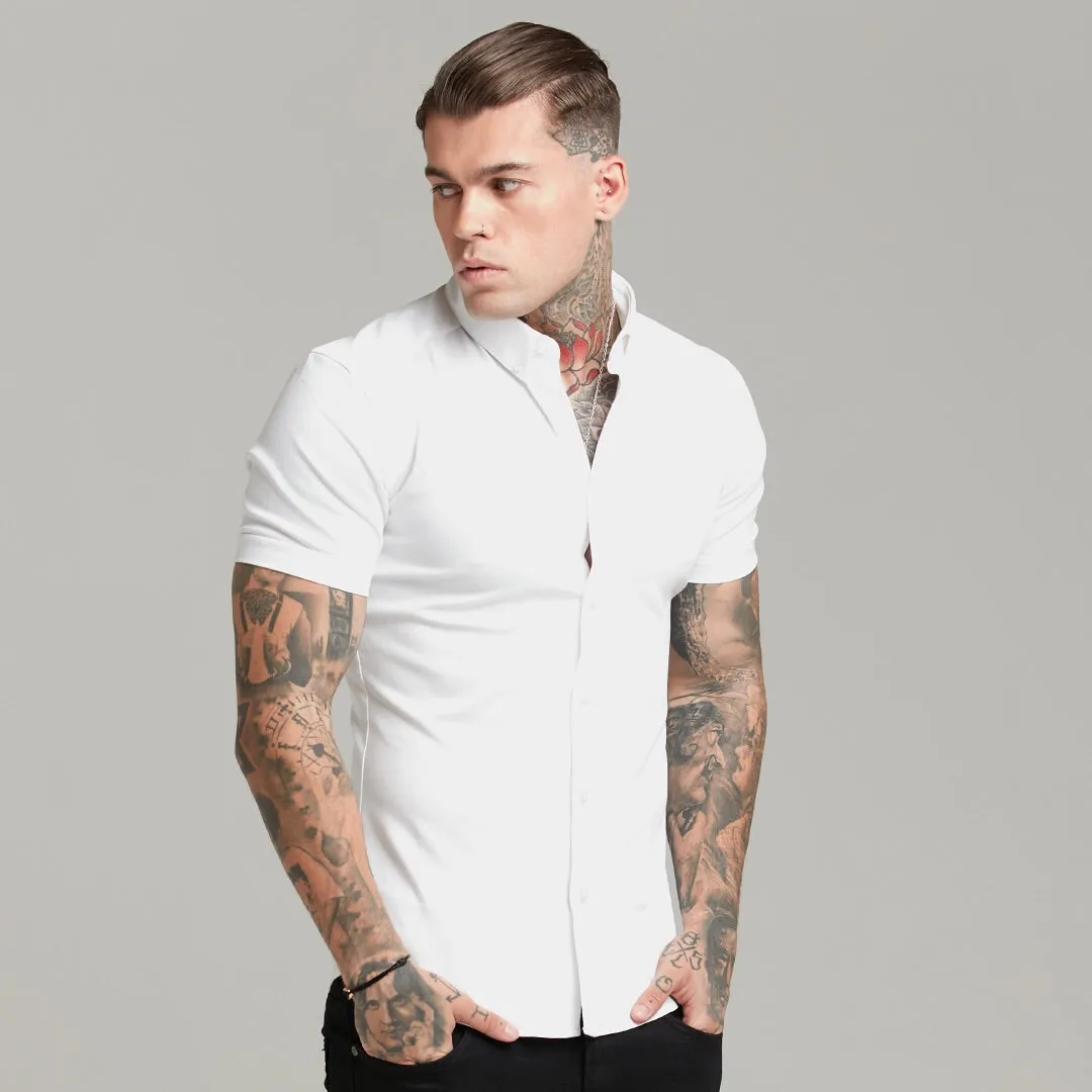 Father Sons Super Slim Stretch White Denim Short Sleeve - FS598