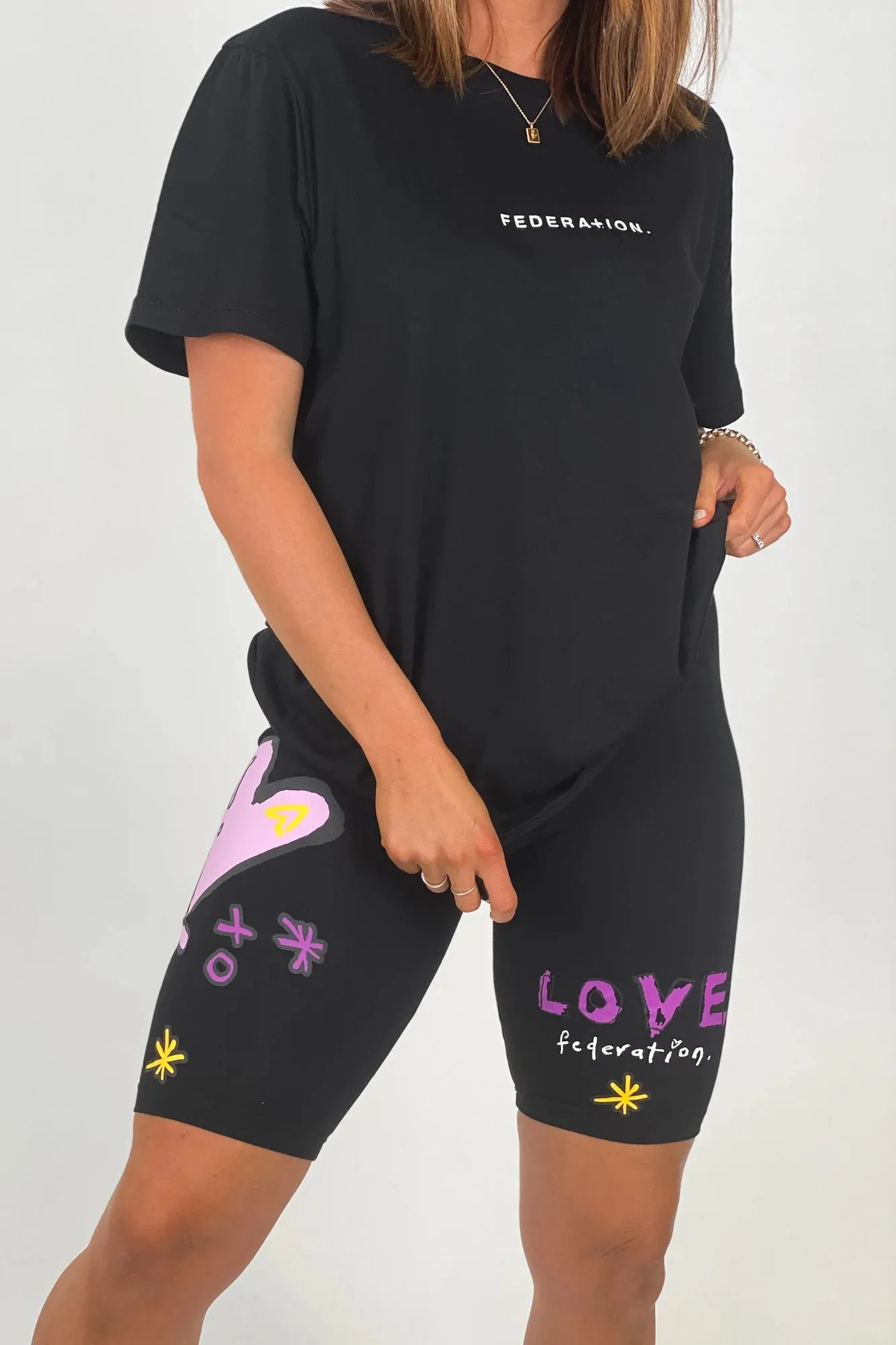 Federation Here Bike Short in Love Balloon or Black