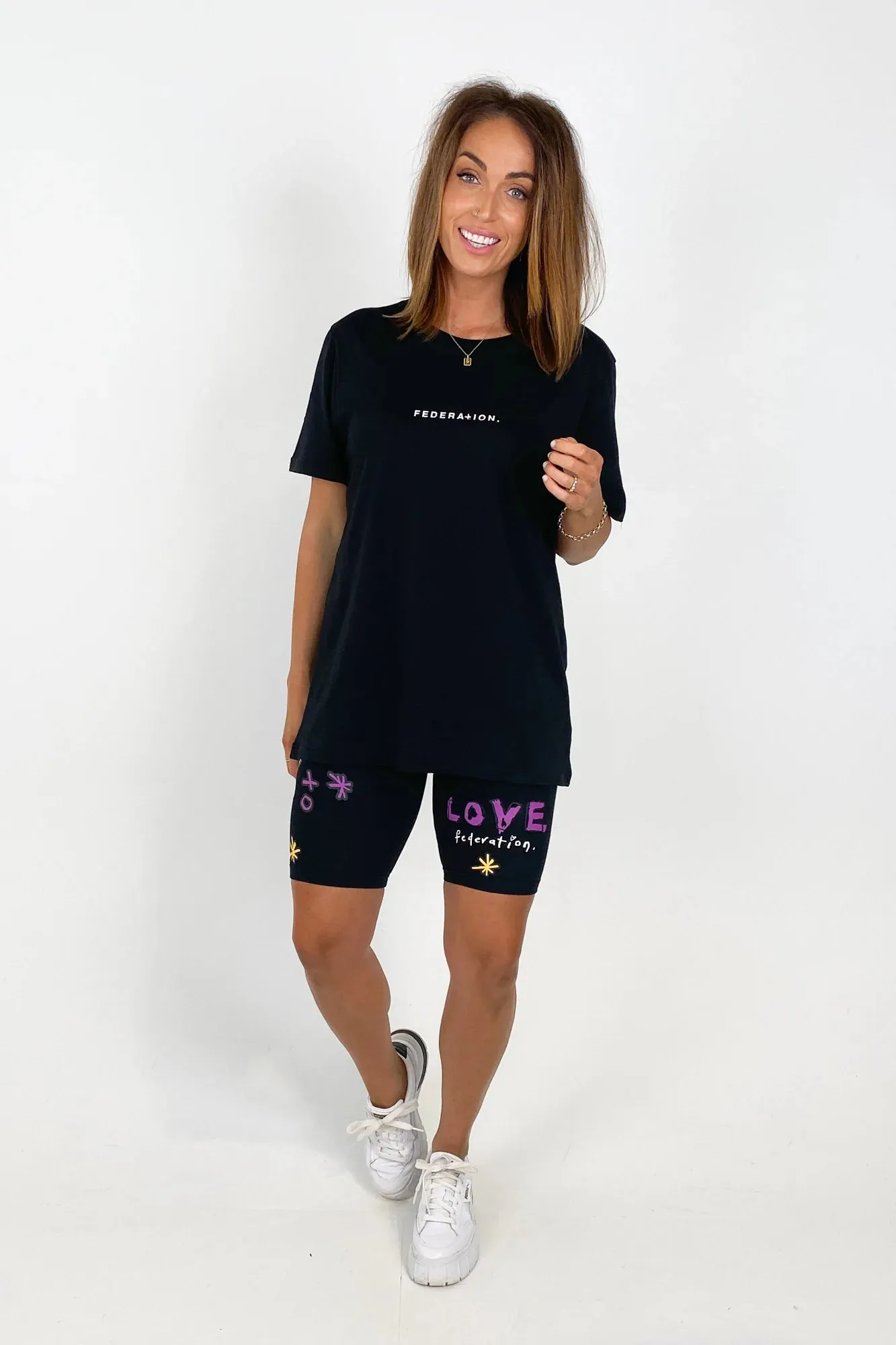 Federation Here Bike Short in Love Balloon or Black