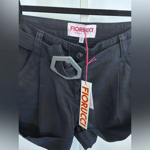 Fiorucci Black Belted Shorts M