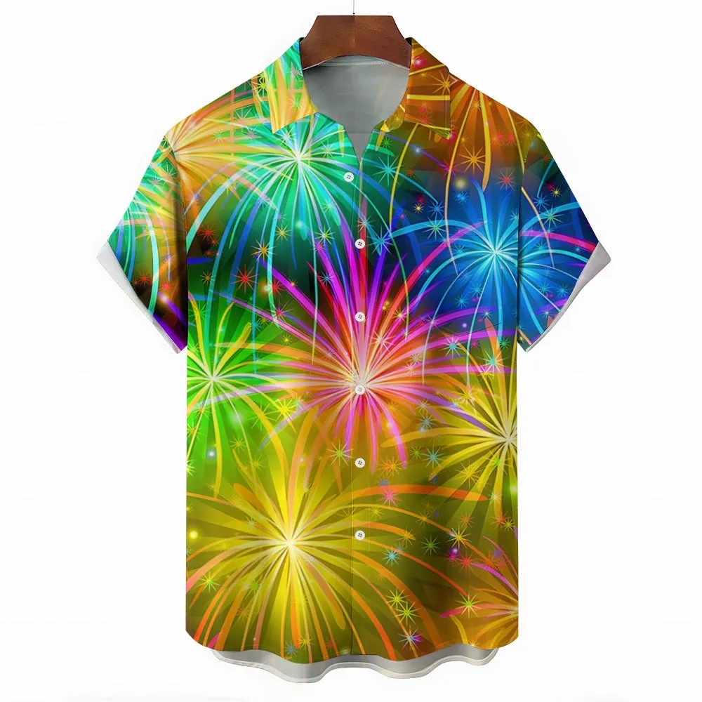 Firework Short Sleeve Men's Shirts With Pocket 2408004182
