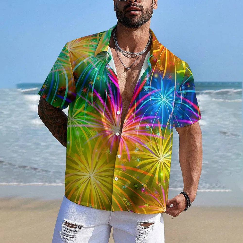 Firework Short Sleeve Men's Shirts With Pocket 2408004182