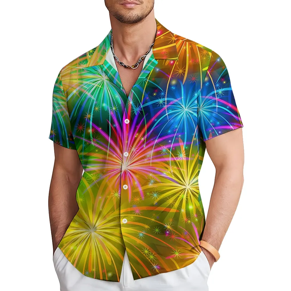 Firework Short Sleeve Men's Shirts With Pocket 2408004182
