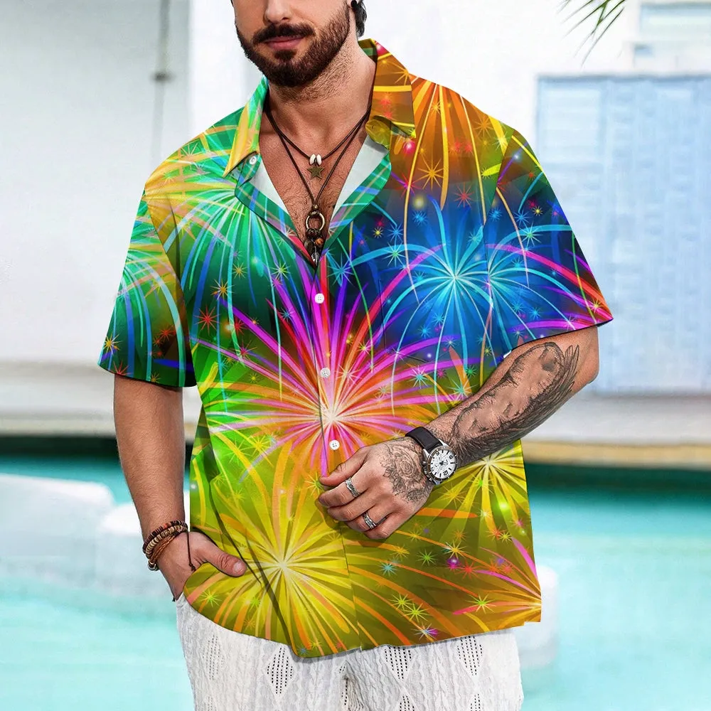 Firework Short Sleeve Men's Shirts With Pocket 2408004182