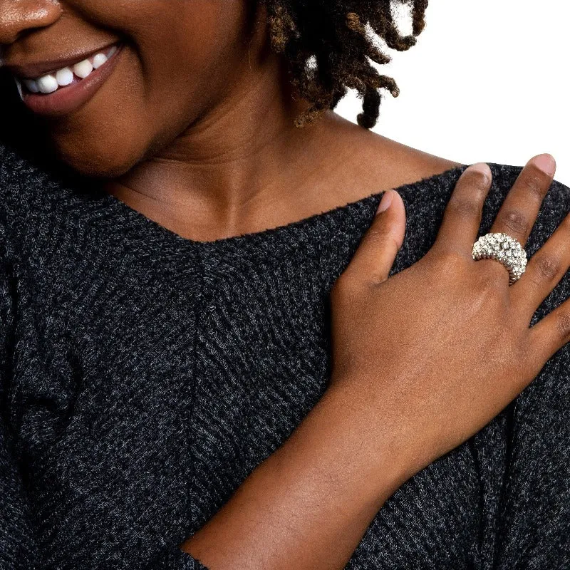 First impression rhinestone stretch band ring (3 colors)