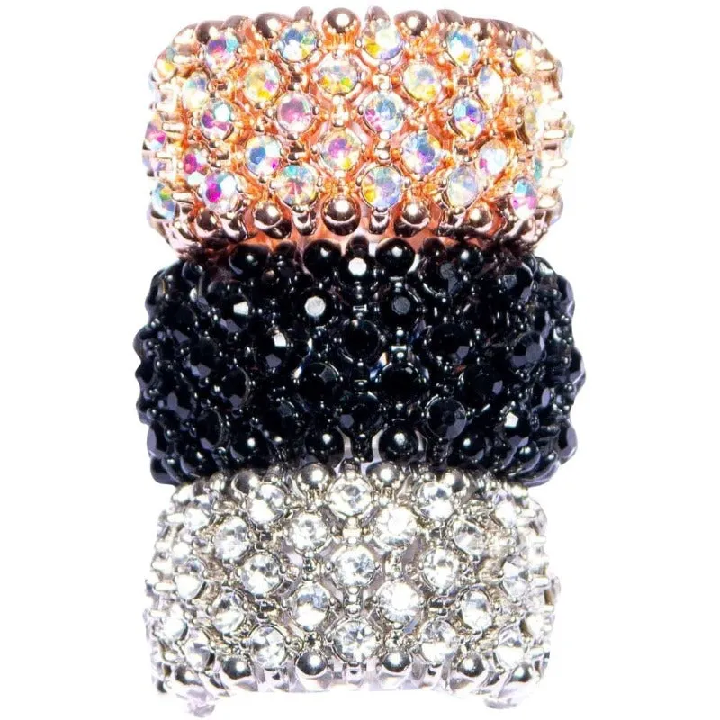 First impression rhinestone stretch band ring (3 colors)