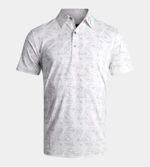 FLORAL TECH POLO - WHITE
