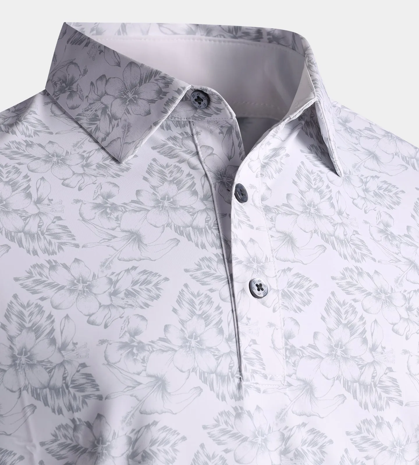 FLORAL TECH POLO - WHITE