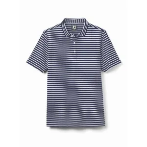 FootJoy Boys Striped Pique Self Collar Navy/White
