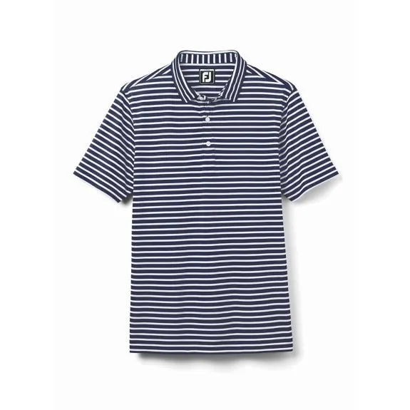 FootJoy Boys Striped Pique Self Collar Navy/White