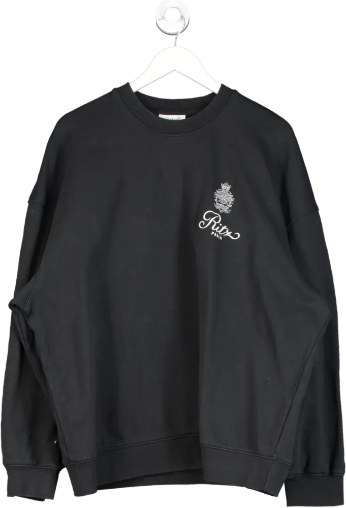 FRAME Black X Ritz Late Checkout Embroidered Sweatshirt UK L