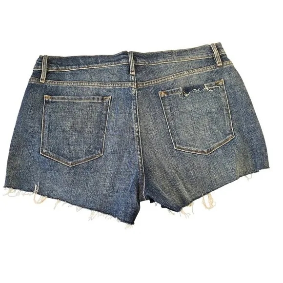 Frame Denim Le Cutoff Jean Shorts Women Sz 33 High Rise Distressed Med Wash NEW