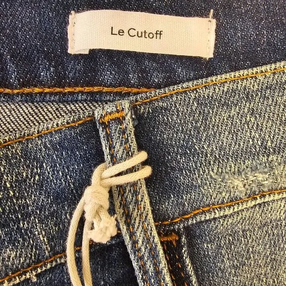 Frame Denim Le Cutoff Jean Shorts Women Sz 33 High Rise Distressed Med Wash NEW