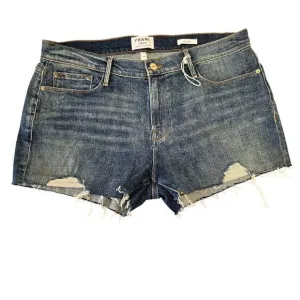 Frame Denim Le Cutoff Jean Shorts Women Sz 33 High Rise Distressed Med Wash NEW