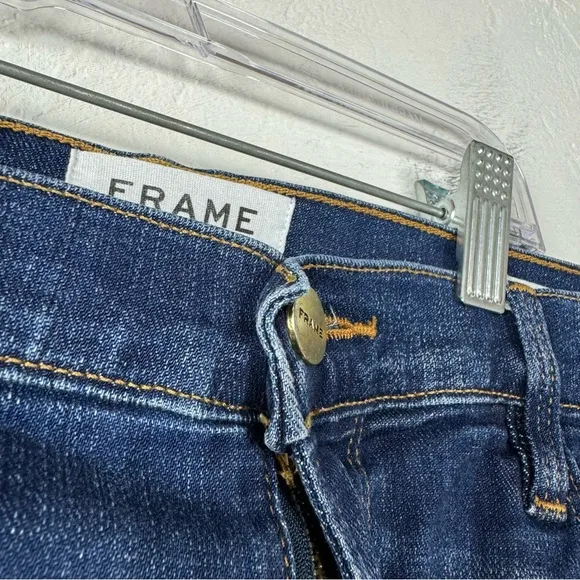 Frame Shorts Denim‎ Jean Le Cutoff Solid Dark Wash Blue Williams Frayed Cotton