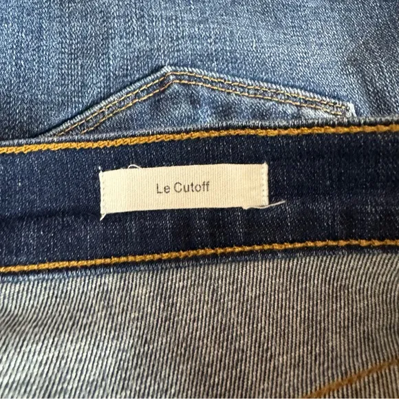 Frame Shorts Denim‎ Jean Le Cutoff Solid Dark Wash Blue Williams Frayed Cotton