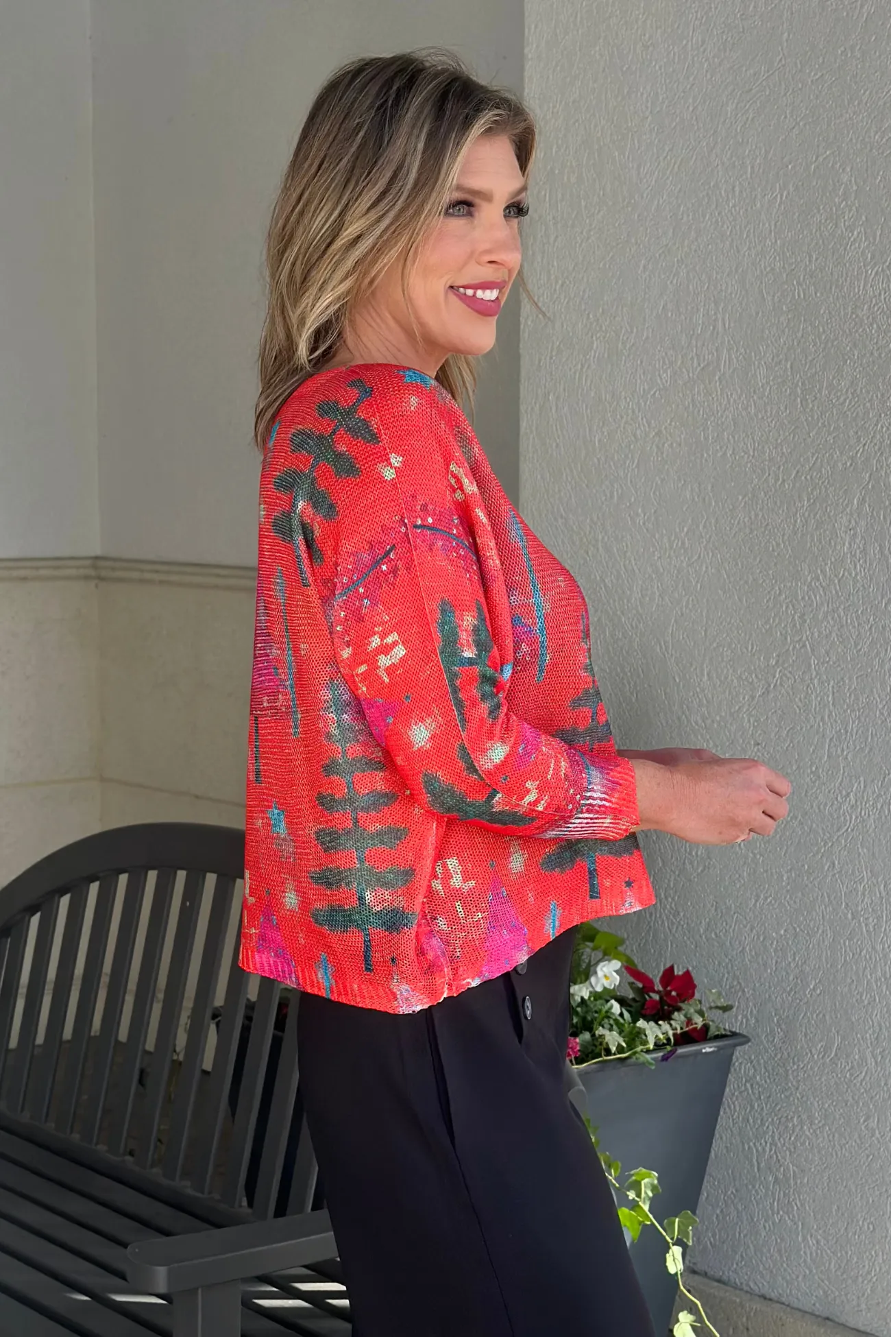 Fraser Fir Printed Batwing Sweater