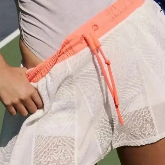 Free People Good Sport Skort White with Coral Accent NWT