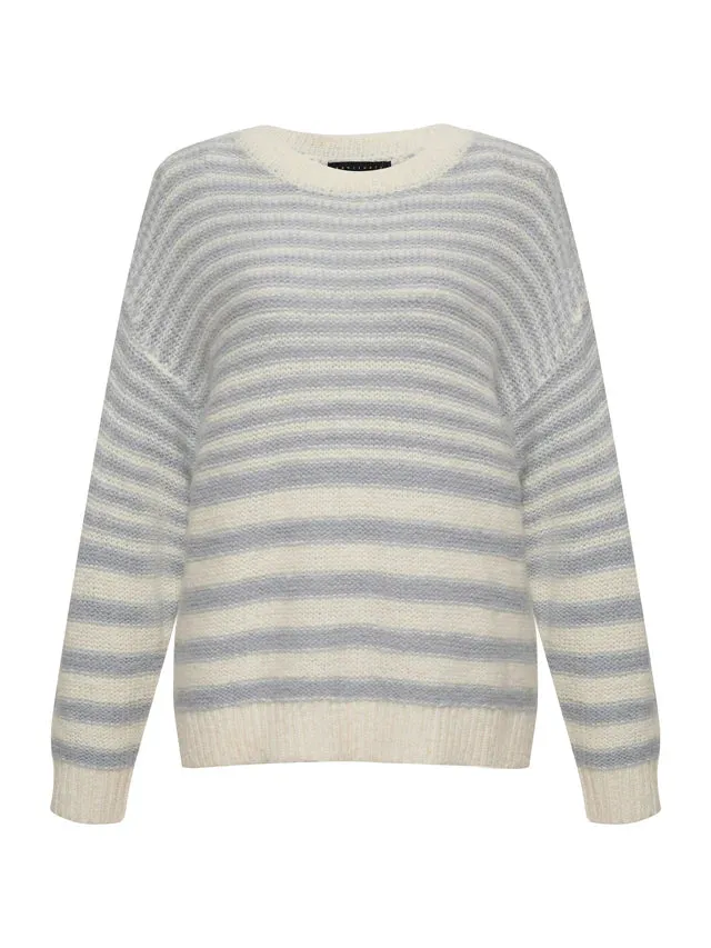 Fuzzy Tunic Stripe Sweater