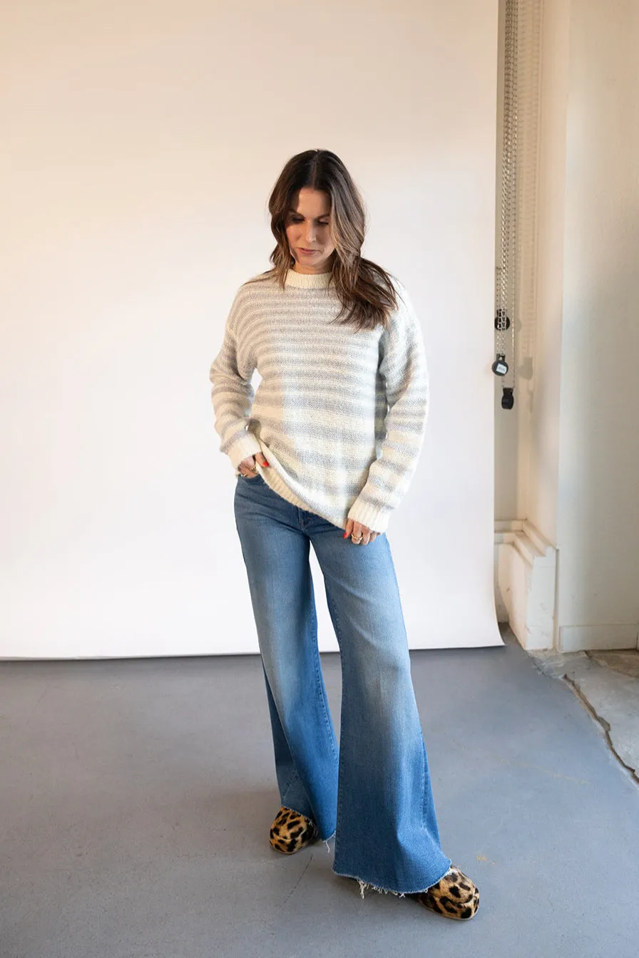 Fuzzy Tunic Stripe Sweater