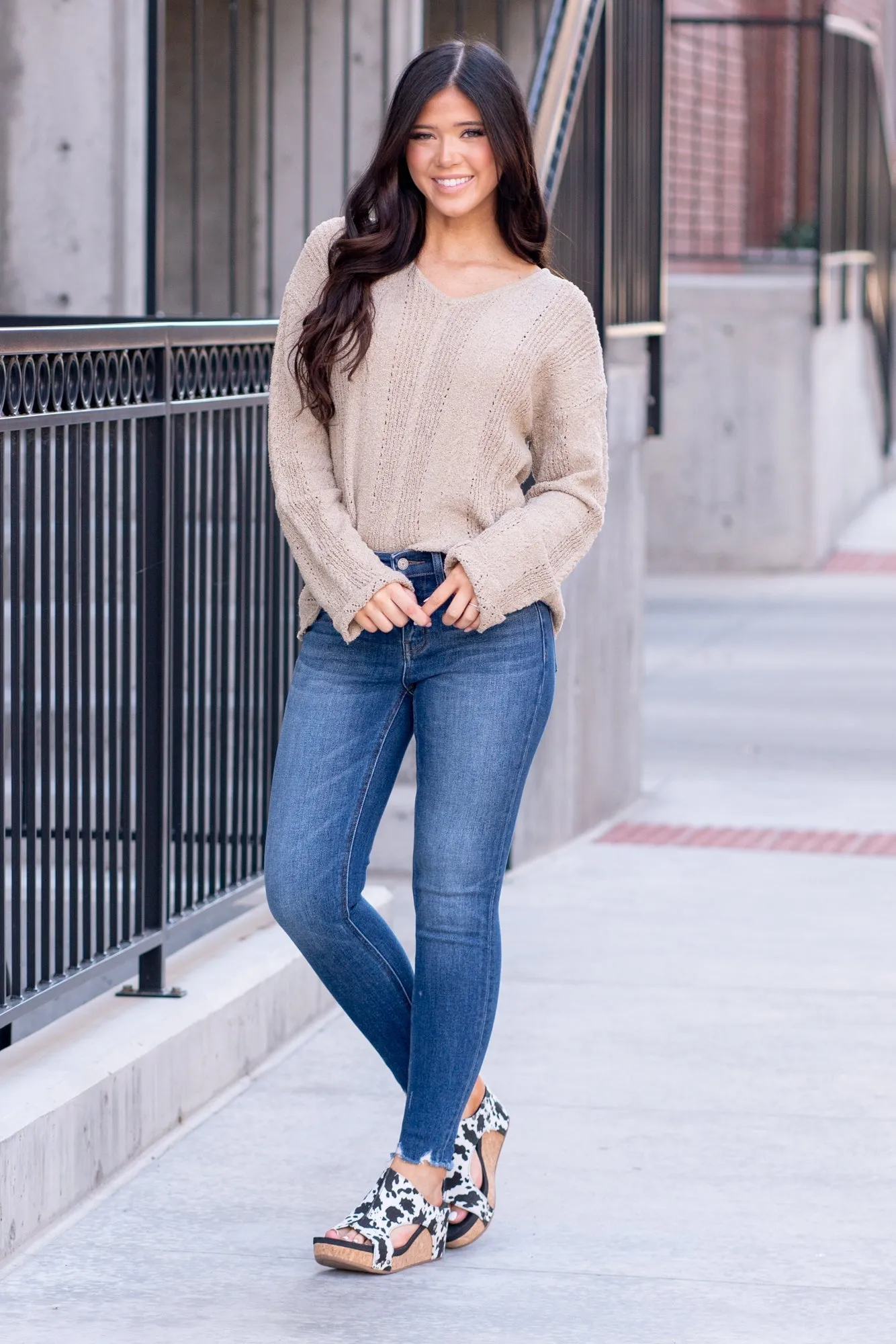 Glistening Mid Rise Raw Hem Cropped Skinny Regular & Plus Sizes