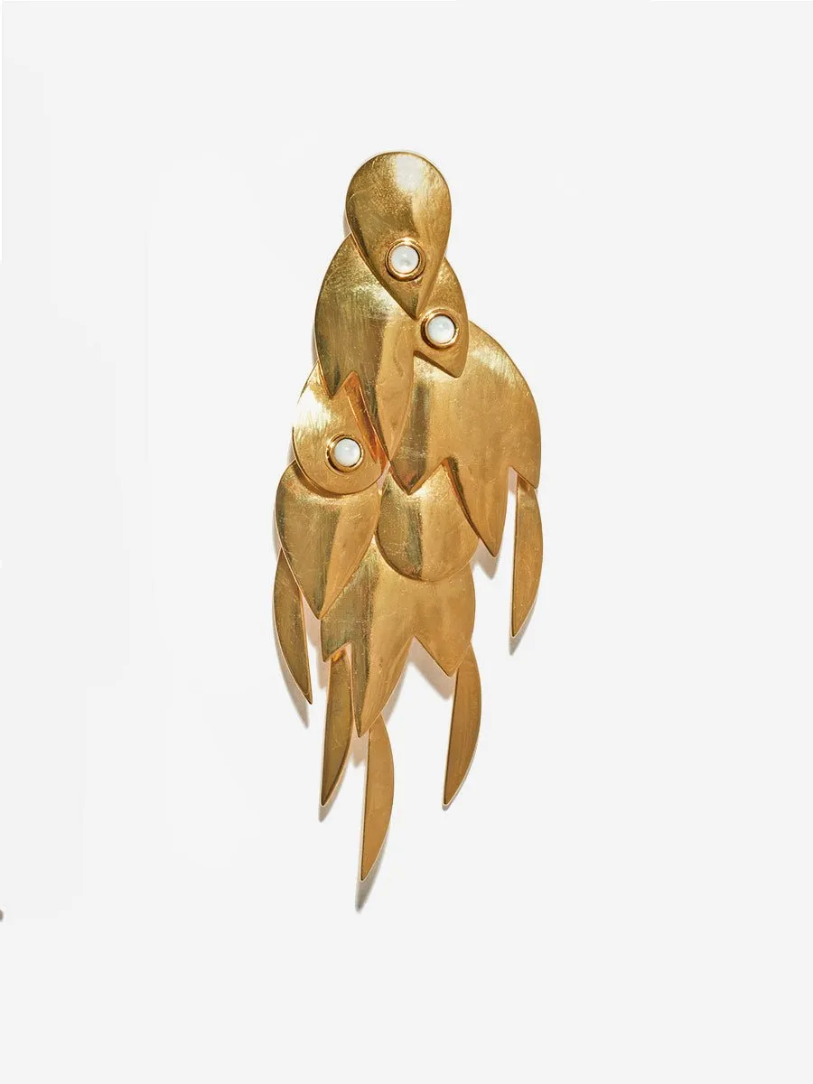 golden feather earrings