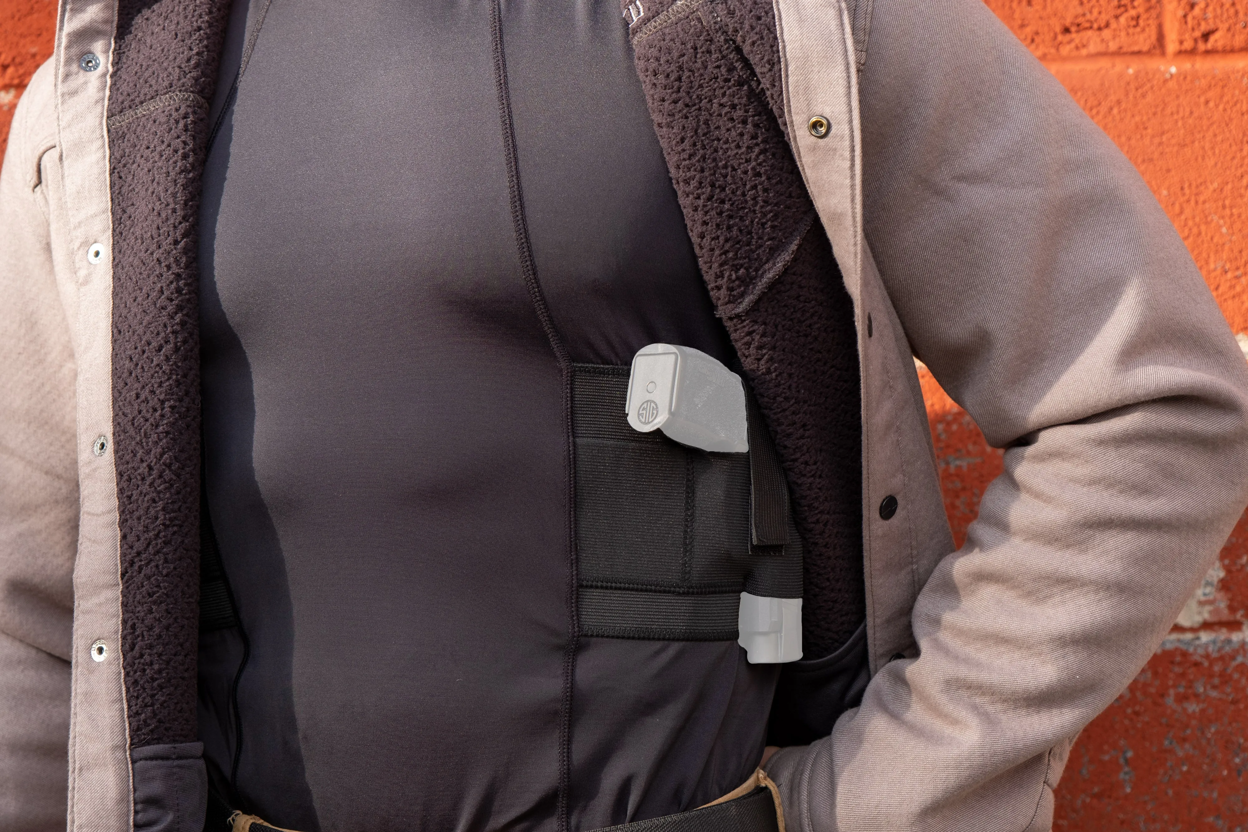 GrayStone Holster Shirt Concealed Men's Crew Neck - Easy Reach Gun Concealment Compression CCW