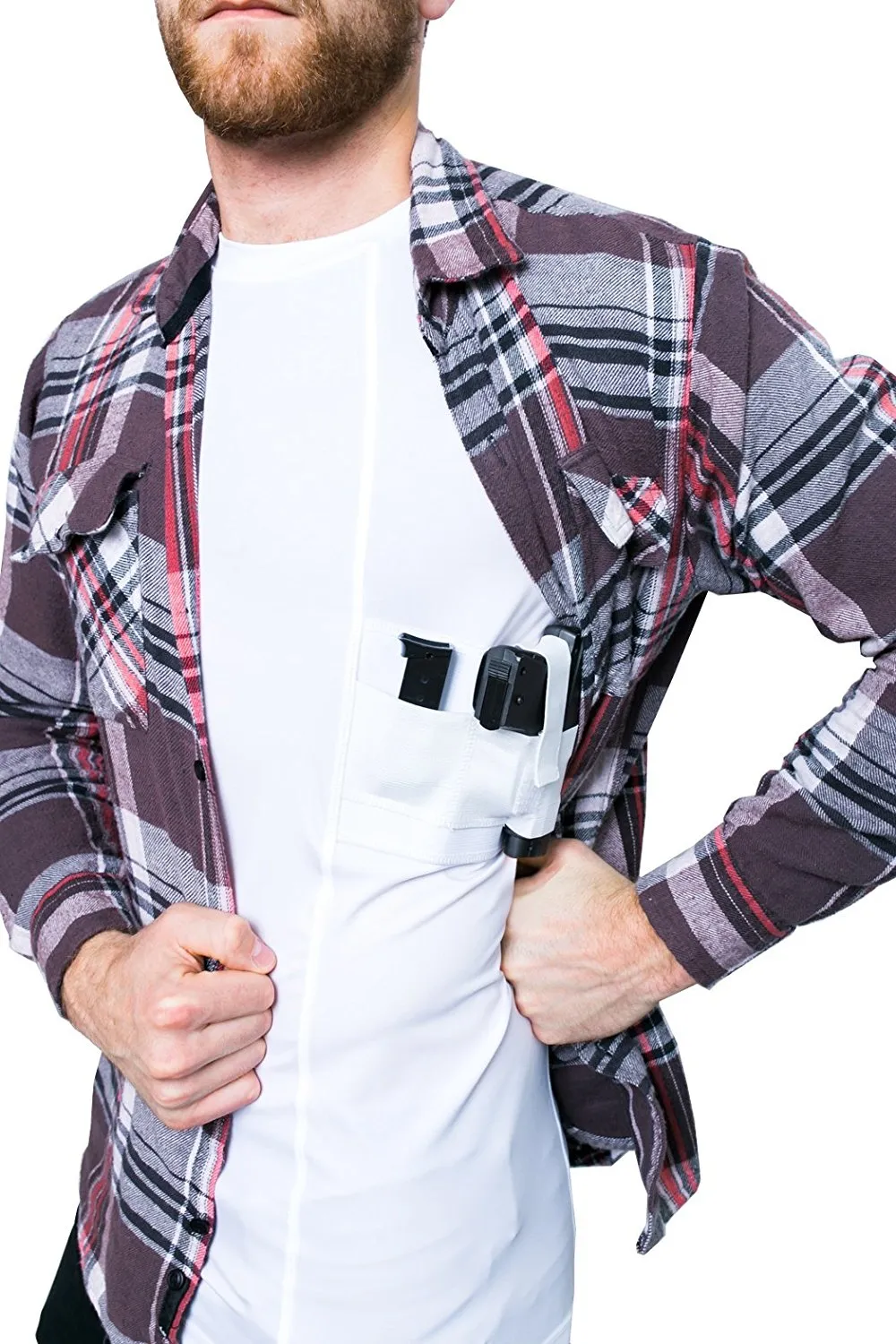 GrayStone Holster Shirt Concealed Men's Crew Neck - Easy Reach Gun Concealment Compression CCW